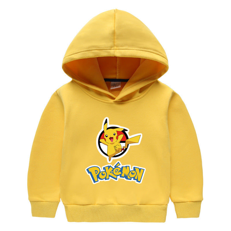 Children Pokemon Pikachu Hoodie Fleece Thickened Hooded Sweatshirt