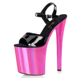 Hot Pink Heels Pink Solid Color High Heel Transparent Sandals Fish Mouth