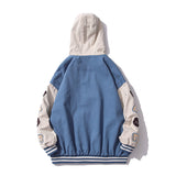 Baby Blue Varsity Jacket Hooded Jacket Men's Loose Top