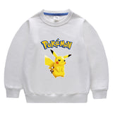 Children Pokemon Pikachu Hoodie Spring and Autumn Solid Color round Neck Sweater