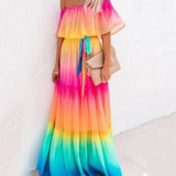 Lady Gaga Dress Wrapped Chest Gradient Color Large Swing Dress Dress