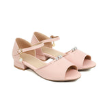 Flat Dress Sandals Summer Low Heel Peep Toe Buckle Sandals