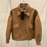 Women PU Leather Jacket Biker Motorcycle Coat Spring New Baggy Casual Jacket Leather Coat