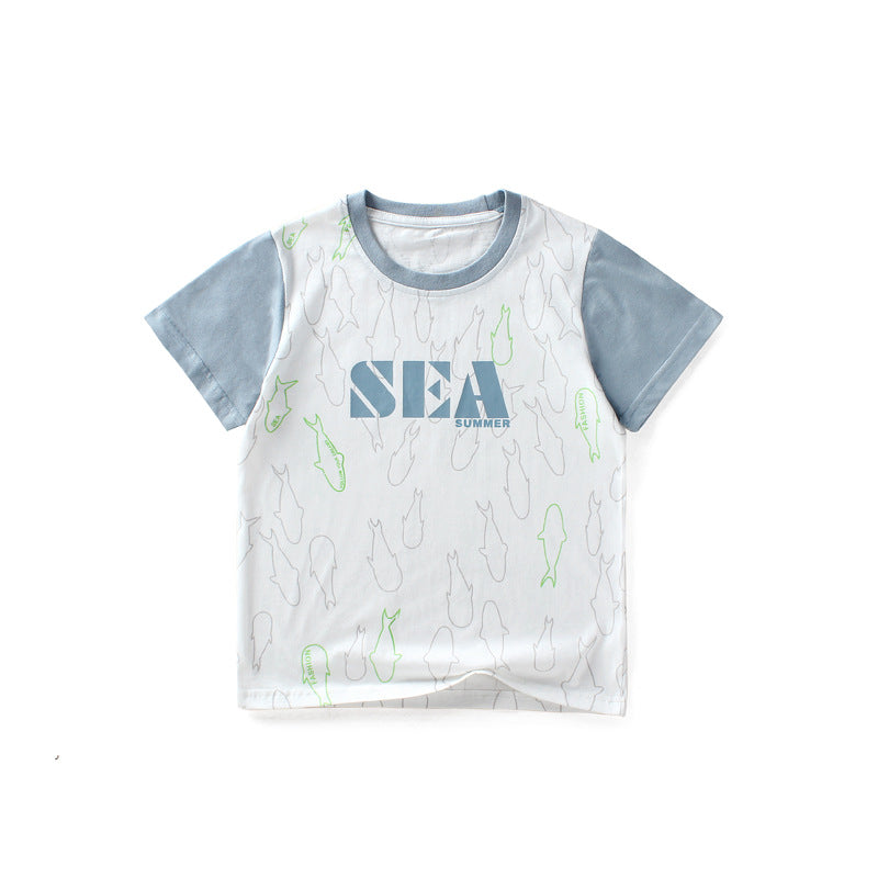 Children T Shrits Summer Short-Sleeve Shirt for Boys Short Sleeve T-shirt