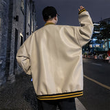 Graphic Leather Jacket Women's Vintage Leather Jacket Men's Autumn Baseball Jacket Couple Loose Casual Leather Jacket Men