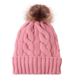 Women Winter Hats Winter Knitted Hat Fur Ball Solid Color Thickened Sleeve Cap