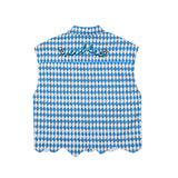 Men Sweater Vest Color Matching Rhombus Irregular Hem Casual Vest Men's Loose Lapels Vest Jacket