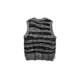 Men Sweater Vest Zebra Pattern Color Matching Sleeveless Sweater Vest Men's Loose V-neck Sweater Waistcoat Vest