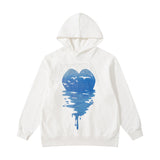 Mens Fall Outfits Autumn Street Love Foam Printed Hoodie Men's and Women's Loose Top