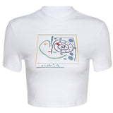 Music Festivals Rave Outfits Girls Tops Summer Women's Short Sleeve round Neck Sexy T-shirt