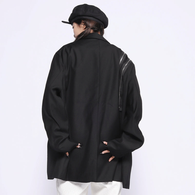 Men's Casual Suit Man Blzer Zipper Blazer Men's High Street Loose Lapel Casual Small Suit Jacket