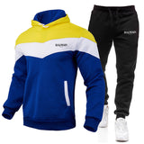 Balmain Hoodie & Sweatpant 2 Piece Set Men's Casual Patchwork Sweatshirt Hoodie Trousers Sports Suit Autumn and Winter