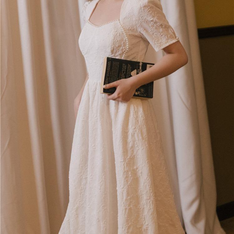 Women's Cottagecore Dress High-Grade Summer Dress Women's Fairy Slim White Dress Dress