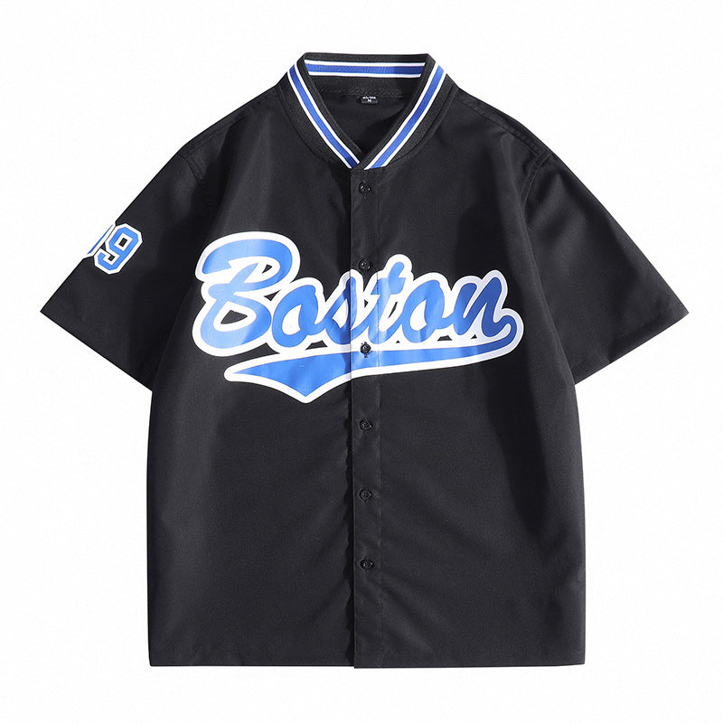 Baggy Baseball Jersey Printed Loose Baseball Uniform Shirt Short Sleeve