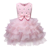 Toddler Girls Sequin Gown Dress Children Shirt Lace Girl Dress Inserted Beads Bow Princess Dress