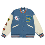 Orange Varsity Jacket Autumn and Winter Baseball Uniform Three-Dimensional Towel Embroidery Thick Jacket Men's Couple Wear