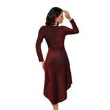 Winter Formal Dresses Autumn Winter Sexy V-neck Dress Long Sleeve Banquet Bright Silk Dovetail Dress