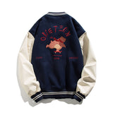 Blue Varsity Jacket Autumn Letters Printed Baseball Uniform