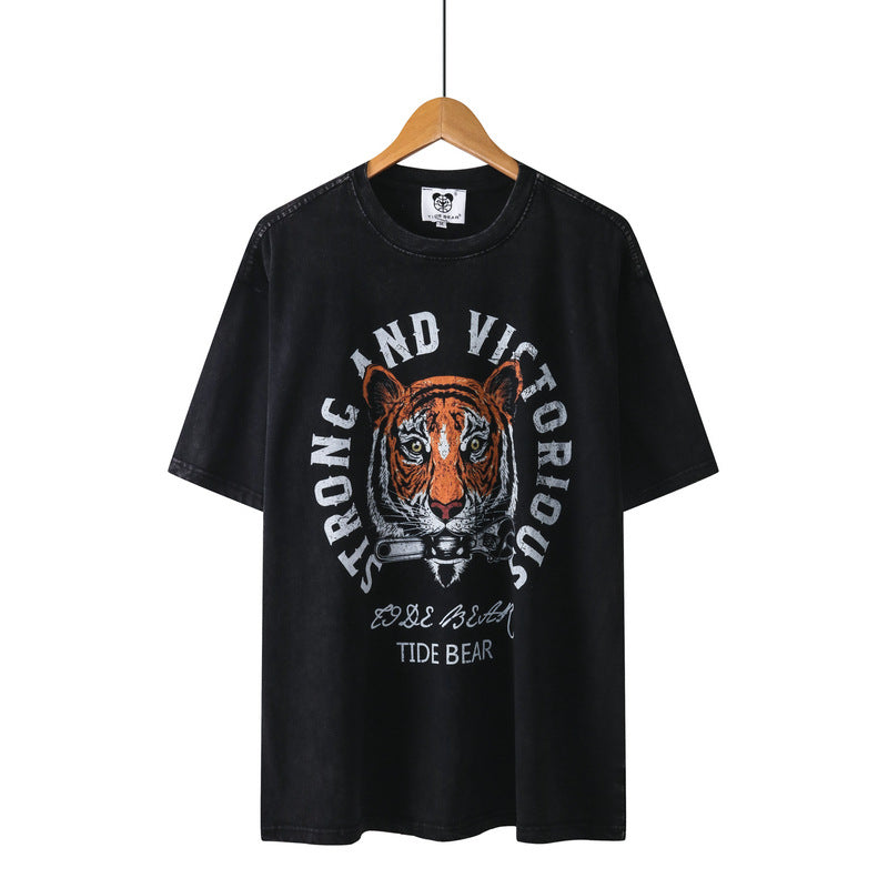 Zodiac Shirts Spring and Summer T-shirt Distressed Loose Short Sleeve T-shirt Men