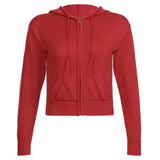 Preppy Aesthetic Sweater Hooded Zipper Solid Color Coat Short Top