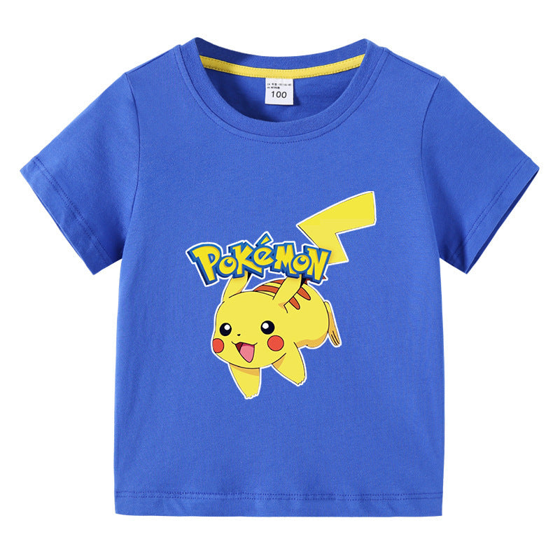 Children Pokemon Pikachu T Shirt Summer Clothing Short Sleeve T-shirt Leisure Sports