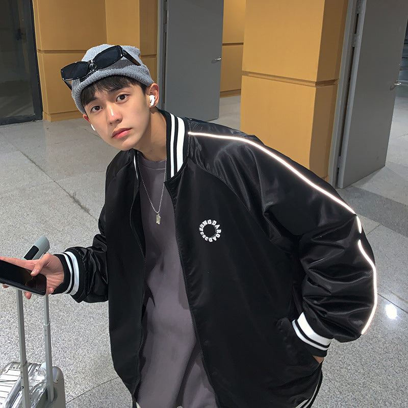 College Jacket Jacket Men's Spring and Autumn Personality Jacket Loose Casual Pu Handsome Baseball Uniform