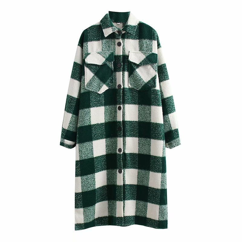 Women Fall Outfits Autumn And Winter Plush Woolen Overcoat Coat Single Breasted Long Shirt