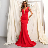 Burgundy Dresses For Wedding Chiffon Black Sleeveless Strap Dress High Waist Deep V-neck Evening Dress For Women