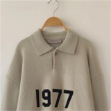 Feel of God Essentials 1977 Knit Polo Casual Loose Knitted Long Sleeves Lapel