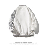 White Varsity Jacket High Street Men's Hiphop Baseball Uniform Men's Autumn Thin Cotton-Padded Coat Jacket