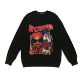 Mens Fall Outfits Vintage Floral Print Long Sleeves T-shirt Men's Loose High Street Hiphop Top