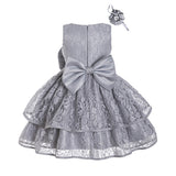 Toddler Girls Sequin Gown Dress Lace Mesh Princess Dress Bow Wedding Dress Flower Girl Dress