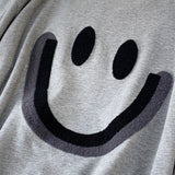 Smiley Face T Shirt round Neck Pullover Smiling Face Embroidery Loose Short Sleeve T-shirt