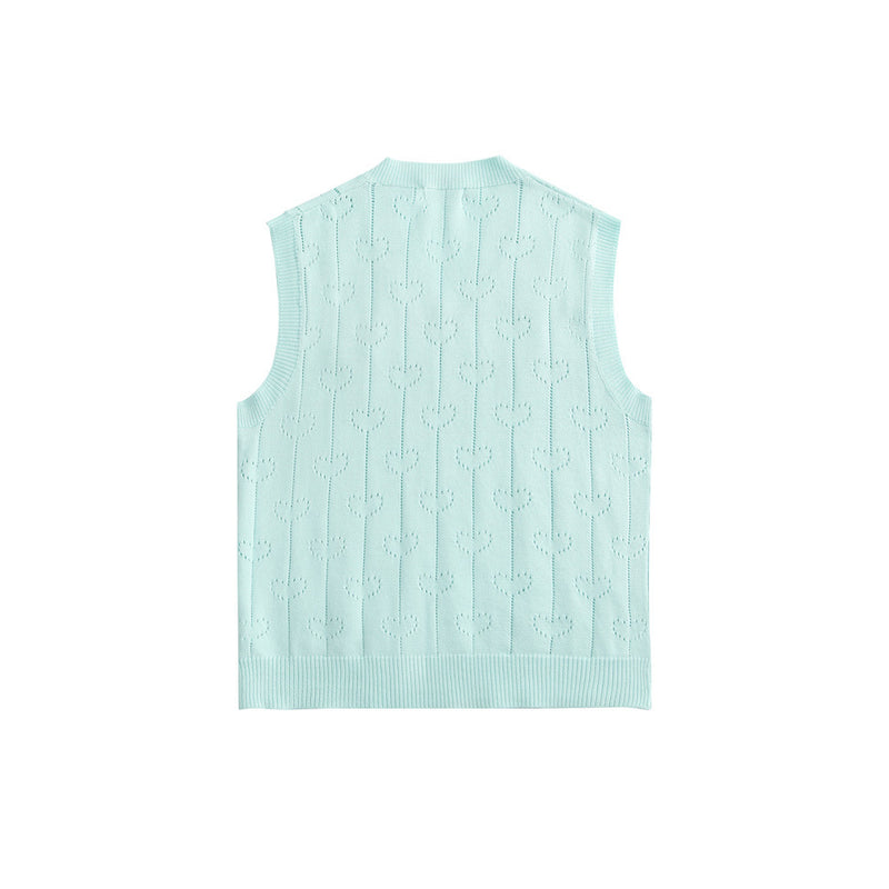 Men Sweater Vest Chain Pin Sleeveless Sweater Vest Men's Loose V-neck Sweater Vest Coat