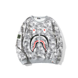 Shark Print Sweatshirts Digital Pixels Camouflage Pullover Sweater Men'S And Women'S Round Neck Thin Coat