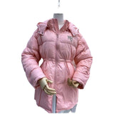 Women Winter Coats Puffer Jacket Down Coat Hooded Bread Drawstring Waist White Duck Down Jacket