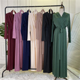 Muslim Women Stylish Kashibo Abaya Muslim Ladies Long Gown Islamic Clothing Jilbab Jalabiya Fashion Solid Color Dress