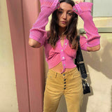 Music Festivals Rave Outfits Girls Tops Autumn and Winter Women's Clothing Fashion Long Sleeve Single-Breasted Sweater