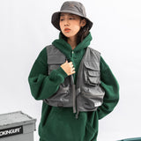 Men Sweater Vest Mechanical Style Solid Color Multi-Pocket Workwear Waistcoat Men's Sleeveless Waistcoat Military Waistcoat Vest