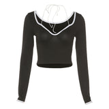 Music Festivals Rave Outfits Girls Tops Fall Women's Clothing Fashion Long Sleeve Sexy T-shirt