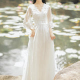 Women cottagecore Dress Summer Dress Long Dress White Beach Dress Seaside Holiday