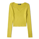 Women Fall Fall Fall Six Colors Peach Collar Thread Knitted Vest Slim-Fit Crop-Top