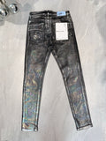 Purple Brand Jeans Black Trousers Silver Coated Jeans #7020