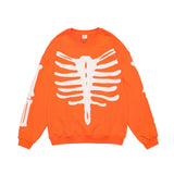 Skeleton Varsity Jacket Skeleton Embroidered Sweater Men's Loose round Neck Long Sleeve