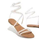 Women Open Toe Sandals Flats Summer Cross Strap Fashion Casual Flat Sandals for Women