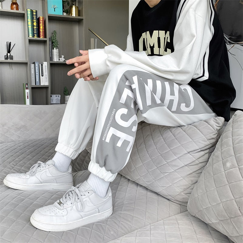 Men Pants Trendy Floral Print Casual Jumpsuit Men's Spring and Autumn