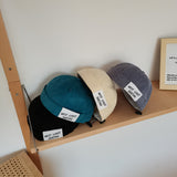 Beanies Patch Drawstring Brimless Melon Skin Hat Vintage