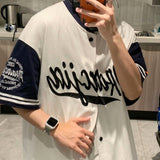 Baggy Baseball Jersey Embroidered T-shirt Men's Short Sleeve Baseball Clothes
