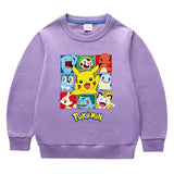 Children Pokemon Pikachu Hoodie round Neck Sweater Cotton Neutral