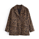 Women Fall Fall Corduroy Animal Pattern Suit Mid-Length Single-Breasted Jacket